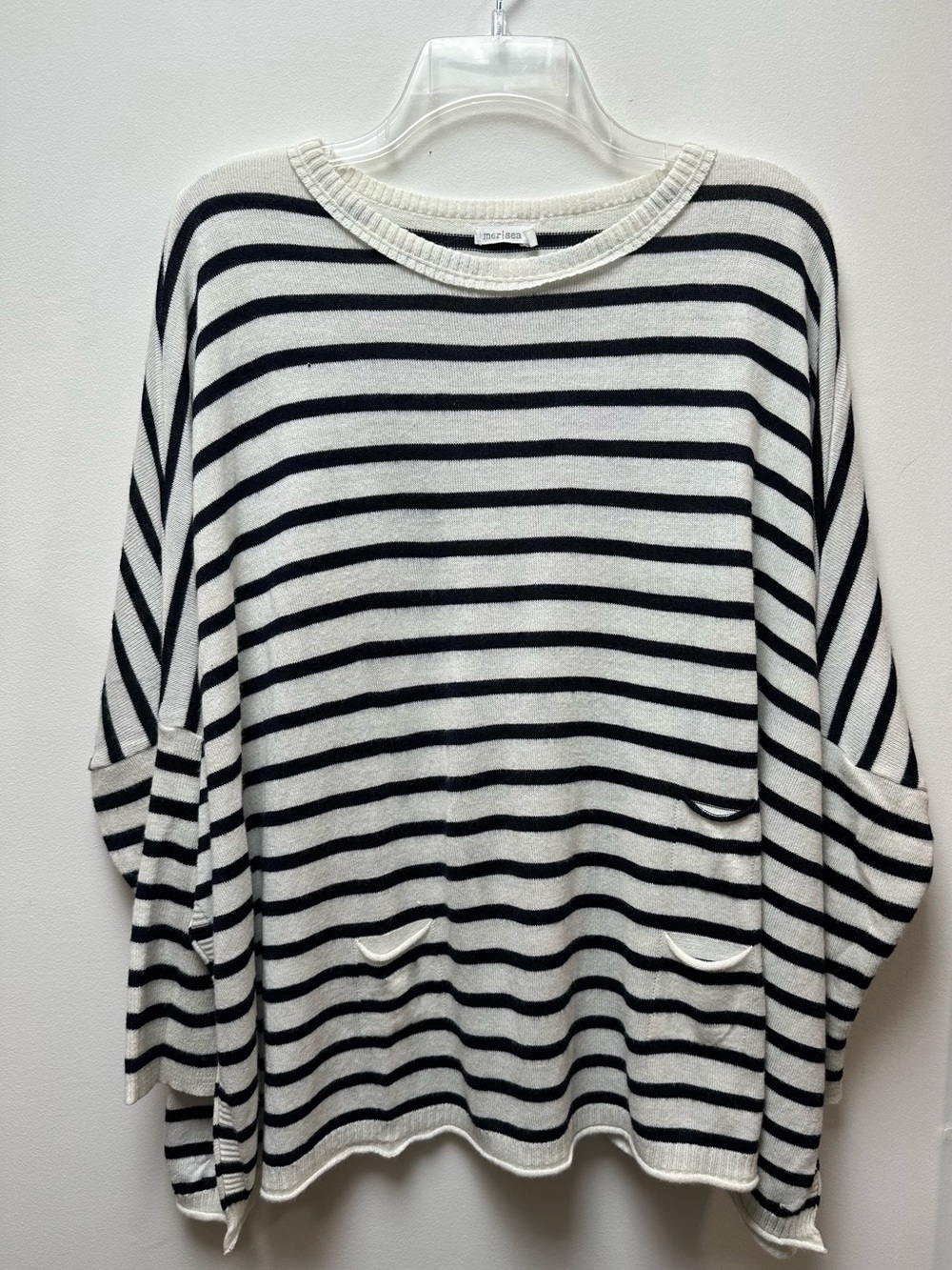 Mersea women’s Black & White Striped Crewneck Sweater size OS